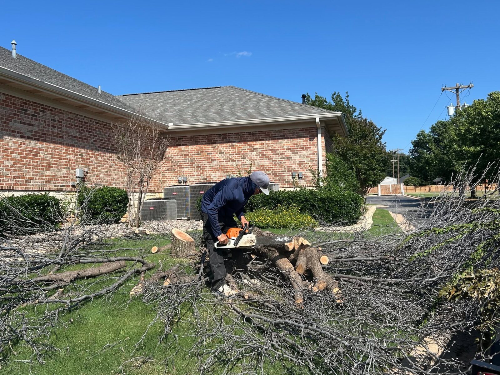 Cubbie Lawn Care clearing limbs and heavy overgrowth